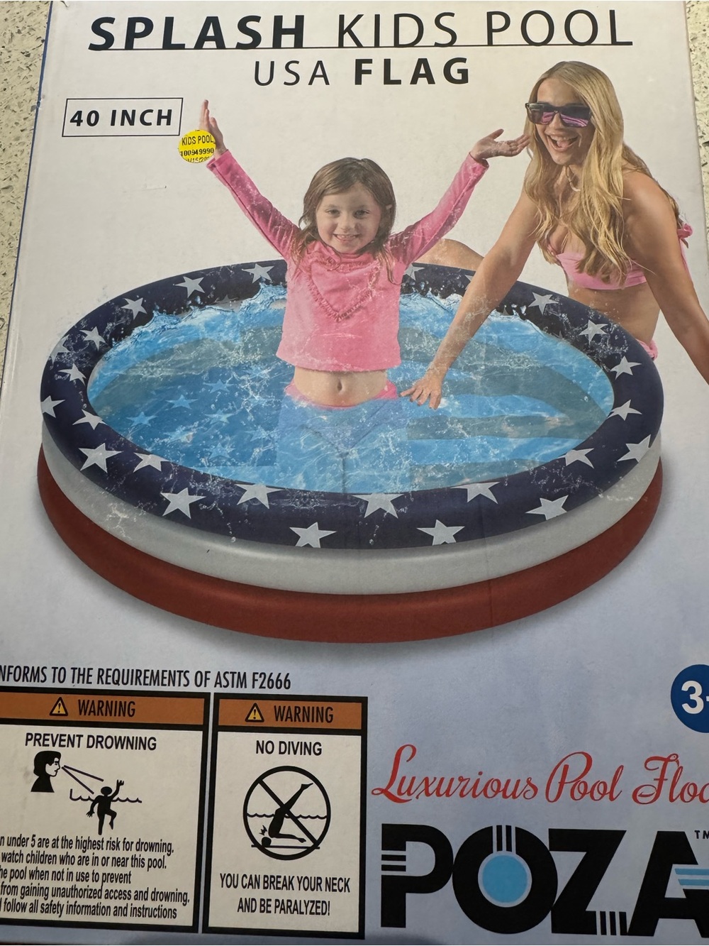 Poza - Splash Kids Pool - USA Flag - 40 Inch